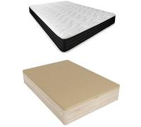 DUÉRMETE ONLINE Pack Materasso viscoelastico Pocket Visco + cuscino/s + lettino pieghevole ad alta capacità, legno, cambria, 150 x 190 cm