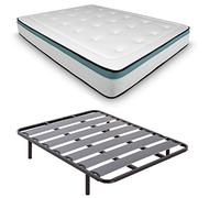 DUÉRMETE ONLINE Pack Rete Lama Anchestra Rinforzata + Materasso viscoelastico Bio MAX | Piedi Ricati Altezza 27 cm, 90 x 190