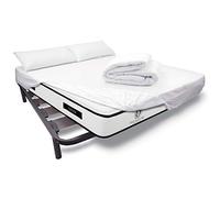 DUÉRMETE ONLINE - Set completo letto completo con materasso Premium Cocoa + rete rinforzata + lenzuolo protettivo regolabile in tencel, imbottitura nordica + cuscini 150 x 190 cm
