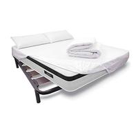 DUÉRMETE ONLINE - Set completo letto con materasso Nature Biogel + rete rinforzata + lenzuolo protettivo regolabile in tencel, imbottitura nordica + cuscini 150 x 190 cm