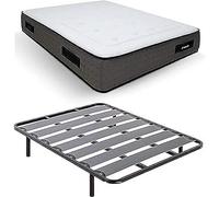 DUÉRMETE ONLINE - Set risparmio letto completo con materasso viscoelastico Visco Premium Biogel + rete a doghe larghe + gambe filettate, 150 x 190 cm