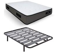 DUÉRMETE ONLINE Set risparmio letto completo con materasso viscoelastico Visco Premium Biogel + rete larga + gambe filettate, 90 x 190 cm