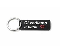 Duesse Portachiavi Design Essential in Plastica Eco-Friendly, Con Frasi e Pensieri da Regalare, Colore Nero/Bianco, Idea Regalo Unica ed originale - con testo Ci vediamo a casa