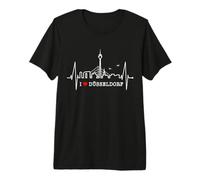 Düsseldorf Skyline Heartbeat Battito del Cuore Germania Maglietta Premium