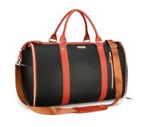Duffe Bag da viaggio pieghevole - Borsa per bagagli Holdall impermeabile, con scomparto per scarpe | Weekend Overnight Sports Bag per donne uomini, a righe, 53,3 x 33 x 27,9 cm nero, bianco, rosa