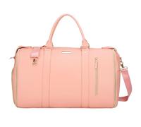 Duffe Bag da viaggio pieghevole - Borsa per bagagli Holdall impermeabile, con scomparto per scarpe | Weekend Overnight Sports Bag per donne uomini, a righe, 53,3 x 33 x 27,9 cm nero, bianco, rosa