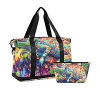 Duffel di sport delle borse di borsone del camaleonte di colore fresco del fumetto con la cinghia regolabile per il trekking grande capacità, Camaleonte di colore freddo del fumetto, 1 size