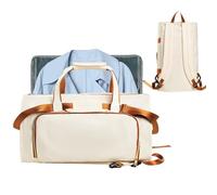Duffle Garment Bag, Travel Suit Carrier, Business Bag, Women Garment Holder with Spacious and Organized Interior for Professional and Personal Use, 20,98 x 12,99 x 12,01 inch, beige, Se référer au