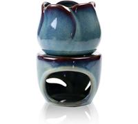 Duftlampe für Ätherische Öle Teelicht Aroma Kerzenhalter Ölbrenner Wachsbrenner - Bruciatore di oli essenziali, bruciatore per aromaterapia, rimovibile in ceramica, colore: Blu con supporto per cera