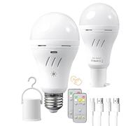 Dufuso Lampadina LED Ricaricabile USB-C, E27 7W Lampadina a Batteria 2600mAh, Telecomando e Regolazione Tattile, Luce di Emergenza Portatile per Casa ed Esterno con 3 Temperature di Colore