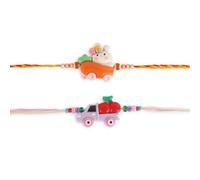 Dugan Set di 2 braccialetti Rakhi per fratelli Raksha Bandhan di alta qualità | Rakhi per auto per fratelli piccoli e sorelle, regalo per fratelli - DGMRK03