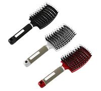 DUGEGAYL 3 Pezzi Spazzola per Capelli, Curva con setole di Cinghiale, per Capelli, Adatta Styling a Capelli Lunghi, Fini, Ricci o Lisci, Crespi, Mossi(Nero, Bianco, Rosso)