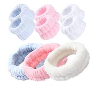 DUGEGAYL 9 Pezzi Fasce per Il Polso con Fascia, assorbenti Braccialetti, Fasce per Il Trucco Facciale in Morbida Microfibra, per Il Viso per Il Bagno di Trucco Donne Ragazze (3 Colori)