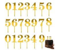 DUGEGAYL Decorazione per Torte Dorate,20Pcs Numeri in Acrilico Resistenti per Cake Topper, Eleganti Decorazioni in Oro per la Torta Perfetta
