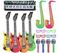DUGEHO Chitarra Saxofono Microfono Palloncini Strumenti Musicali Accessori Occhiali, Palloncini Rock Star Forniture per feste Festa di compleanno Regalo di Carnevale