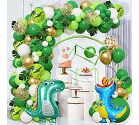 DUGEHO Decorazioni per feste a tema dinosauro, 107 pezzi, kit per ghirlanda di palloncini per stile giungla o baby shower, forniture di compleanno a tema dinosauro