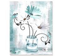 DUGEHO Kit di pittura a olio fai da te, dipinta a mano, con i numeri, fiori blu e bianchi, per principianti, per adulti, dipinti secondo i numeri, per decorazione della casa, senza cornice (40 x 50