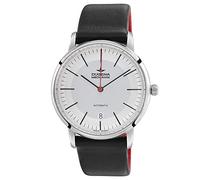Dugena Orologio da polso uomo 7000361 Festa Bauhaus, automatico, quadrante bianco, cassa in acciaio inox, vetro zaffiro, cinturino in pelle, fibbia ad ardiglione, 5 bar, cinghia