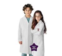 Duggy Dee Camice Bianco Laboratorio per Bambini, Bottoni Automatici di Sicurezza, Tessuto di Grado Industriale Lavabile, 3 Tasche, per Laboratorio Scolastico e Piccoli Scienziati, 6-14 Anni