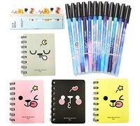 DUGYIRS 12 Pezzi Cancellabile Penne Gel Fine Dot Far Scomparire Gli Errori Penne con 4 Pezzi Piccoli Quaderni e 1 Cane Nota Adesiva per Disegno la Scrittura Pianificatore Cruciverba