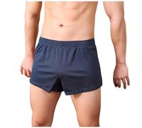 DUHENWU Boxer da uomo, a micro strisce, leggeri, corti, comodi, morbidi, per il tempo libero, elasticizzati, a gamba larga, per uomo, ad asciugatura rapida, arioso, O blu scuro, M