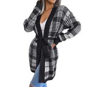 DUHENWU Cardigan da uomo, lungo, senza cappuccio, invernale, a maglia grossa, casual, casual, casual, a maniche lunghe, cardigan, O nero., L