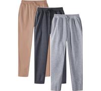 DUHENWU Confezione da 3 pantaloni da jogging da uomo, pantaloni lunghi da allenamento, larghi, grigi, elasticizzati, per il tempo libero, con tasche, comodi pantaloni da corsa, O kaki, M