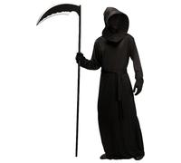 DUHENWU Costume da uomo Sensenmann, set completo con guanti, cintura e maschera spaventosa per Halloween, Grim Reaper Scream, costume di carnevale per feste a tema, cosplay