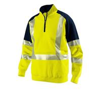 DUHENWU Felpa da uomo con chiusura lampo a quarto di avvertimento, per autunno e inverno, giacca di avvertimento a contrasto, antivento, calda, comoda felpa da lavoro, O giallo, L