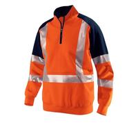 DUHENWU Felpa da uomo con chiusura lampo a quarto di avvertimento, per autunno e inverno, giacca di avvertimento a contrasto, antivento, calda, comoda felpa da lavoro, O Orange, M