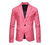 DUHENWU Giacca da uomo per San Valentino, slim fit, per matrimoni, feste, lauree, blazer, bottoni, sportivo, retrò, per il tempo libero, elegante, festivo, vintage, basic, A rosa., L