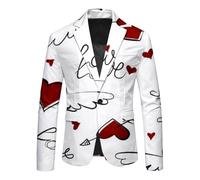 DUHENWU Giacca da uomo per San Valentino, slim fit, per matrimoni, feste, lauree, blazer, bottoni, sportivo, retrò, per il tempo libero, elegante, festivo, vintage, basic, S bianco., L