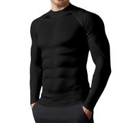 DUHENWU Maglietta a compressione da uomo, a maniche lunghe, funzionale, per l'inverno, per il lavoro, termica, slim fit, sportiva, comoda, morbida, per la palestra, traspirante, biancheria intima