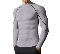 DUHENWU Maglietta a compressione da uomo, a maniche lunghe, funzionale, per l'inverno, per il lavoro, termica, slim fit, sportiva, comoda, morbida, per la palestra, traspirante, biancheria intima