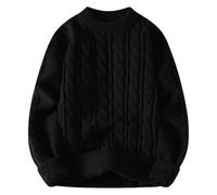 DUHENWU Maglione a collo rotondo, da uomo, tinta unita, spesso, con scollo rotondo, per autunno e inverno, caldo, comodo senza cappuccio, a maniche lunghe, morbido maglione per il tempo libero, O