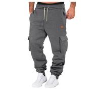 DUHENWU Pantaloni da jogging da uomo, traspiranti, taglio dritto, per il tempo libero, da jogging, in tinta unita, da allenamento, in gomma, elasticizzati, classici pantaloni lunghi da allenamento per