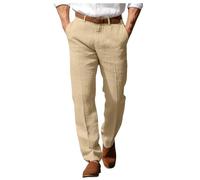 DUHENWU Pantaloni in lino, da uomo, tinta unita, leggeri, traspiranti, leggeri, per il tempo libero, ad asciugatura rapida, casual, da spiaggia, per attività all'aria aperta, elasticizzati, per il