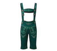 DUHENWU Pantaloni in pelle bavarese da uomo con bretelle, pantaloni per costume tradizionale Oktoberfest, pantaloni vintage in pelle, slim fit, tuta elegante per festival, per uomini, O verde, L