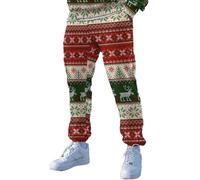 DUHENWU Pantaloni natalizi da uomo con stampa natalizia, pantaloni per il tempo libero con coulisse, pantaloni lunghi chino, larghi e divertenti, per feste, casual, sport, fitness, palestra