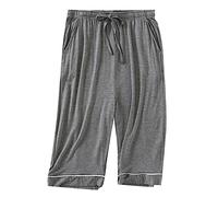 DUHENWU Pantaloni per il tempo libero da uomo, comodi, estivi, traspiranti, sottili, con cintura elastica, pantaloni lunghi 3/4, tinta unita, leggeri, O grigio scuro, XL