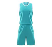 DUHENWU Set di 2 pantaloncini da basket da uomo, con maglietta senza maniche e pantaloncini sportivi, comodi, morbidi, traspiranti, per il fitness, per adolescenti, per lo sport, tutto il corpo, O