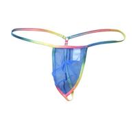 DUHENWU Slip da uomo trasparente Rainbow Sexy biancheria intima trasparente G-String Panties Bulge Pouch T-Back Tangas Traspirante Mutande Hot Gay Pants Lettera Morbido, O blu., S
