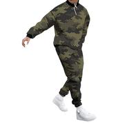 DUHENWU Tuta da allenamento da uomo, con cappuccio, con stampa, 2 pezzi, per tutti i giorni, per il tempo libero, invernale, calda, tuta da jogging, O verde dell'esercito, 3XL