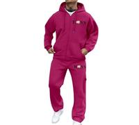 DUHENWU Tuta da jogging da uomo, comoda, per fitness, abbigliamento sportivo, in due pezzi, Y2K, Hip Hop, 2 pezzi, con cappuccio e pantaloni da jogging, casual, con tasche, set da jogging, O Rosa