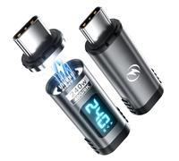 DuHeSin Adattatore magnetico USB C PD 240 W 24 pin (2 pezzi) con display a LED di corrente di tensione, tester di potenza di tipo C, tester dritto USB4 40Gbps 8K 60Hz per Thunderbolt 3/4, MacBook Pro