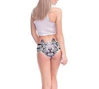 DUHGBNE Biancheria Intima da Donna con di Animale Stampata in 3D Divertente Sexy Flirty da Donna con Orecchie Carine Mutande Pizzo Sexy (White, XL)