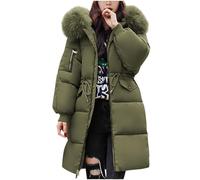 DUHGBNE Cappotti Lunghi Donna Invernali Women's Down Winter Mid Lenght Down Puffer Coats Ladies Lightweight with Hood Plus Size Slim Trench Coat Long Sleeve Warm Cardigan Donna Invernale Lana