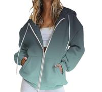 DUHGBNE Felpe Donna con Cappuccio Felpa Donna con Zip Cotone Gradazione Lunga Maniche Cordoncino e Tasca Elegante Oversize Autunnale Giacca Tempo Libero Sport Felpa Cappuccio boxeur