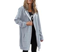 DUHGBNE giubbino jeans donna Cappotto Donna Invernale Con Cappuccio a Maniche Lunghe Cappuccio Media Lunghezza Calda Cappotti Cerniera Invernale cappotto lana cappotti invernali
