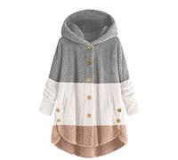 DUHGBNE Giubbotti Bambina Invernali 11 Anni Giacca in pile da donna Inverno caldo Taglie forti Top con cappuccio abbottonato carino Teddy Cappotto Capispalla con tasche Maglione Autunno